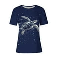 thumbnail image 4 of Tops de Ajuste Suelto para las Mujeres Sudadera Casual Impresa Manga Corta Cuello Redondo Superior, Poliéster, 4 of 4