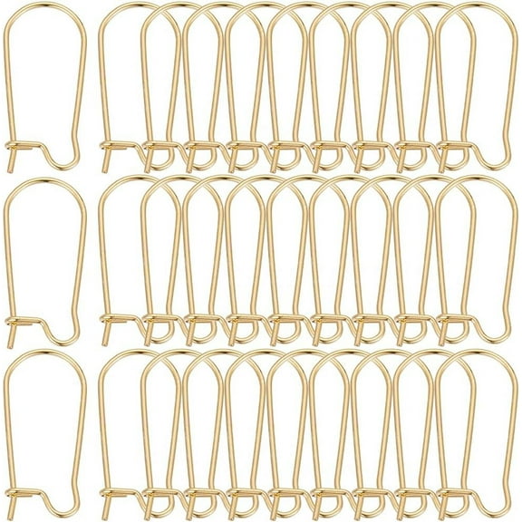 1 Box 120Pcs Real 18K Gold Plated Earring Hooks Kidney Earring Finding Hooks Dangle U Shaped Teardrop Long Ear Wires Stainless Steel Earring Wires for Jewelry Making Supplies DIY Craft Women