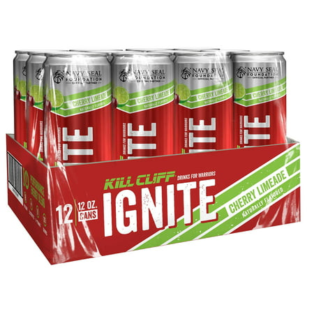 Kill Cliff Ignite Cherry Limeade Healthy Energy Drink, Natural Caffeine, Electrolytes, B-Vitamins, KETO Friendly without the Junk -12 Count 12 (Best Energy Drink Without Caffeine)