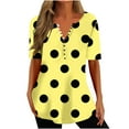 thumbnail image 3 of QATAINLAV Womens Summer Shirts 2025 Fashion Polka Dot Print Tees Shirt Oversized Loose Fit Short Sleeve Henley Shirts Casual Vacation Beach Tops Yellow S 50 Percent off Sales Today, 3 of 6
