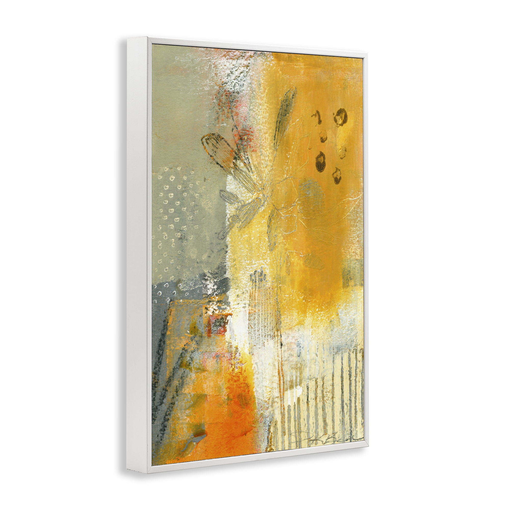Stupell Industries Complex Rustic Abstraction Abstract Painting White Framed Art Print Wall Art, 12 x 18