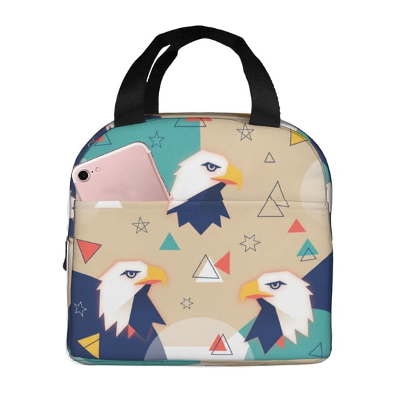 Eagle Lunch Bag, Insulated Lunch Tote For Women Men, Reusable Cooler Bag With Front Pocket For Work, Travel, Picnic, And Daily Use