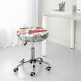 thumbnail image 7 of Xecao's Watercolor Red Truck And Fir Tree Print Stool Covers offer stylish, washable protection for PU round bar stools, perfect for home or commercial use., 7 of 7