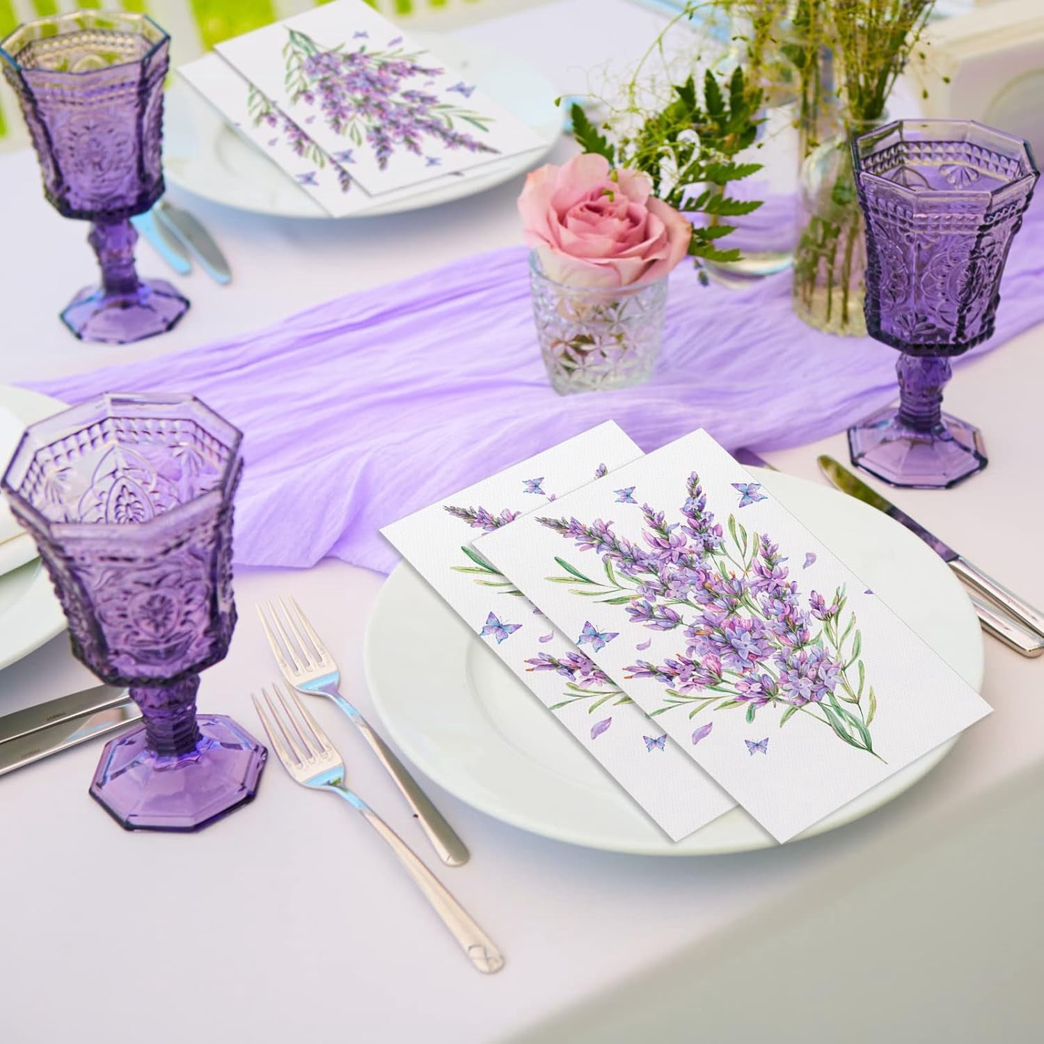 100 Pack Floral Napkins Disposable Paper Hand Towels 2 Ply Decorative Dinner Guest Towels Flower Cocktail Napkins for Bathroom Toilet Powder Room Wedding Bridal Shower Birthday (Floral)