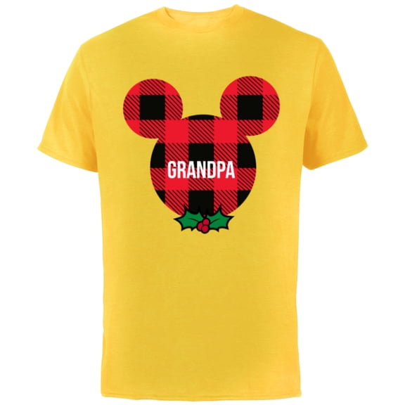 Disney Mickey Mouse GRANDPA Holiday Family - Short Sleeve Cotton T-Shirt for Adults - Customized-Yellow