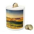 thumbnail image 3 of Italy Piggy Bank, Tuscany Crete Senesi Rural Landscape Cypress Trees Country Farmland Europe, Ceramic Coin Bank Money Box for Cash Saving, 3.6" X 3.2", Marigold Green Blue, by Ambesonne, 3 of 4