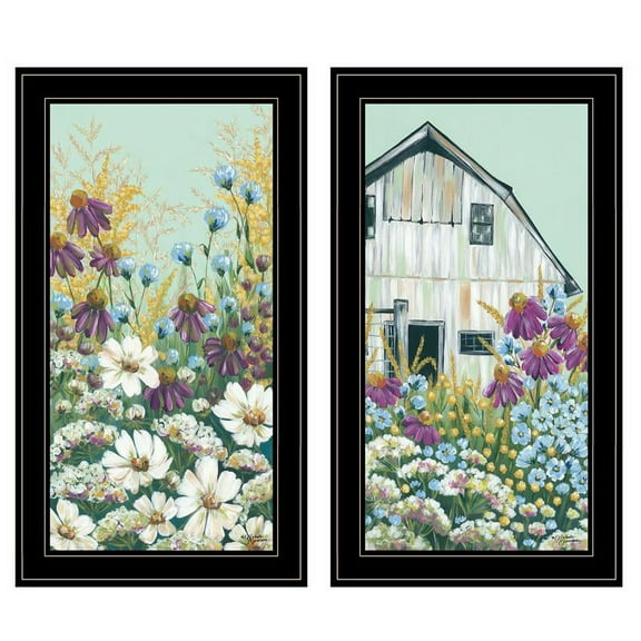 Floral Field 2-Piece Vignette by Michele Norman Printed Art Wood Multi-Color
