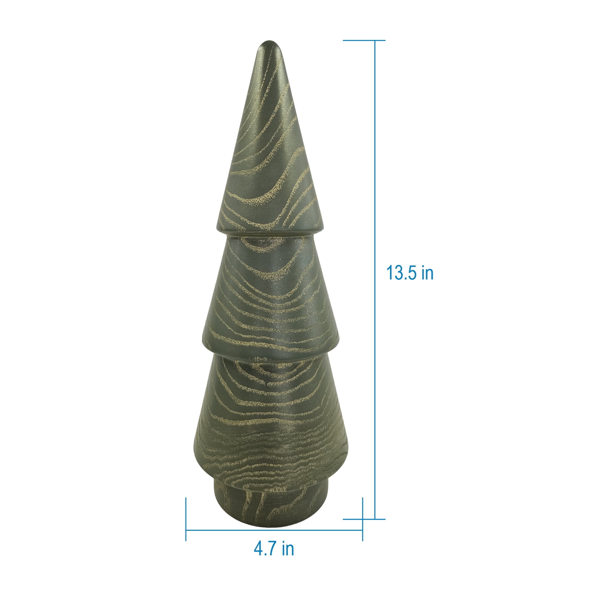 Wooden Christmas Tree Decoration, Green and Gold, 14", by Holiday Time