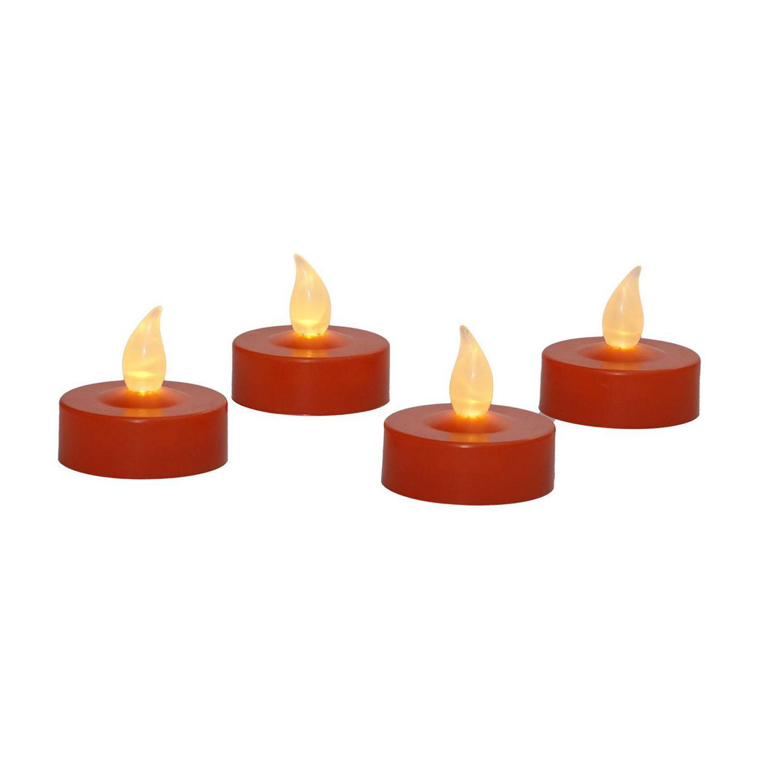 Way to Celebrate 4-Count LED Flickering Tealight Candles, Orange
