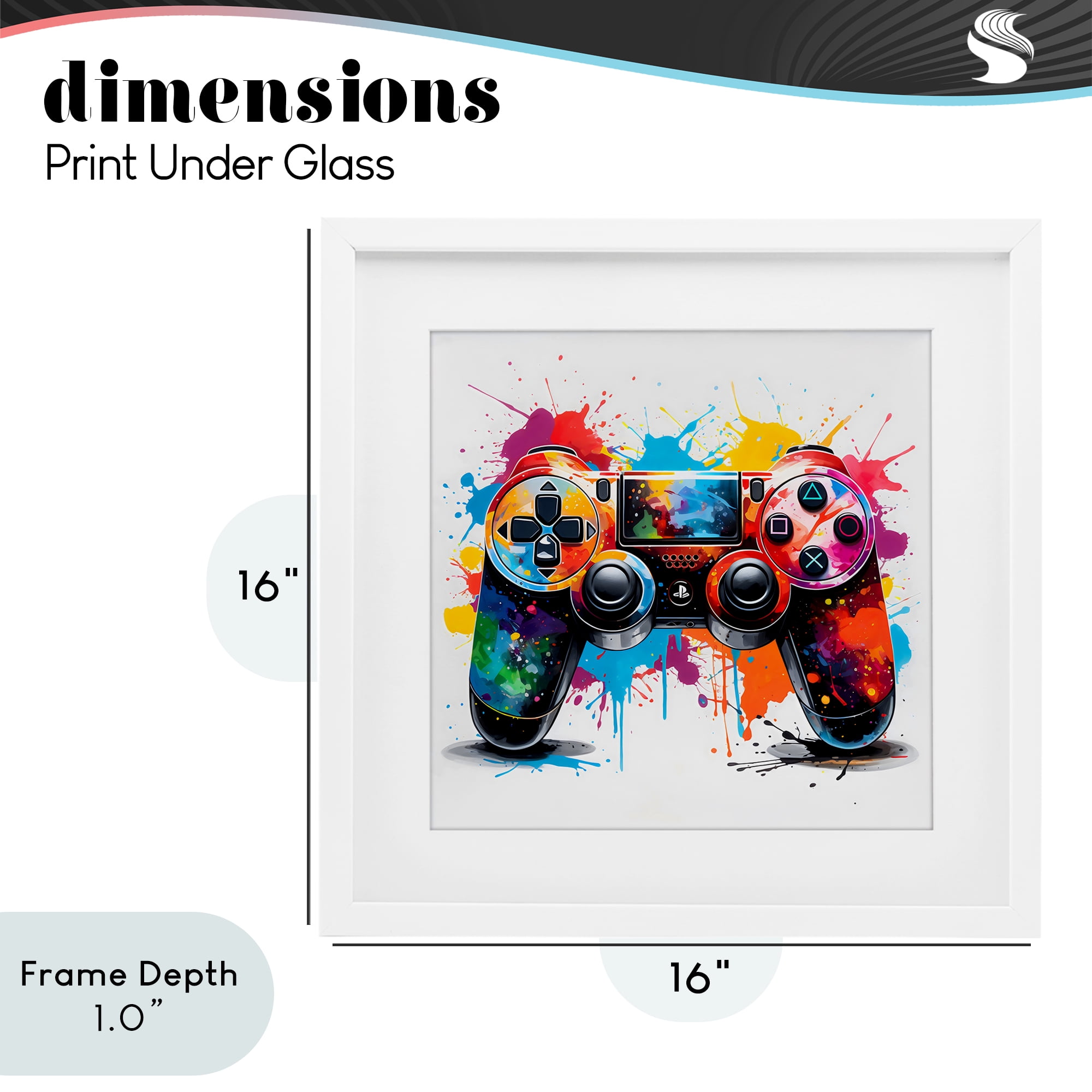 Stupell Industries Playful Bright Game Controller White Framed Print Under Glass, design by Creative Studio