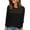 Black, variant on purcolt Womens Waffle Knit Long Sleeve Shirts Embroidered Lace Crew Neck Tunic Tops Dressy Casual Loose Fitted Summer T Shirts