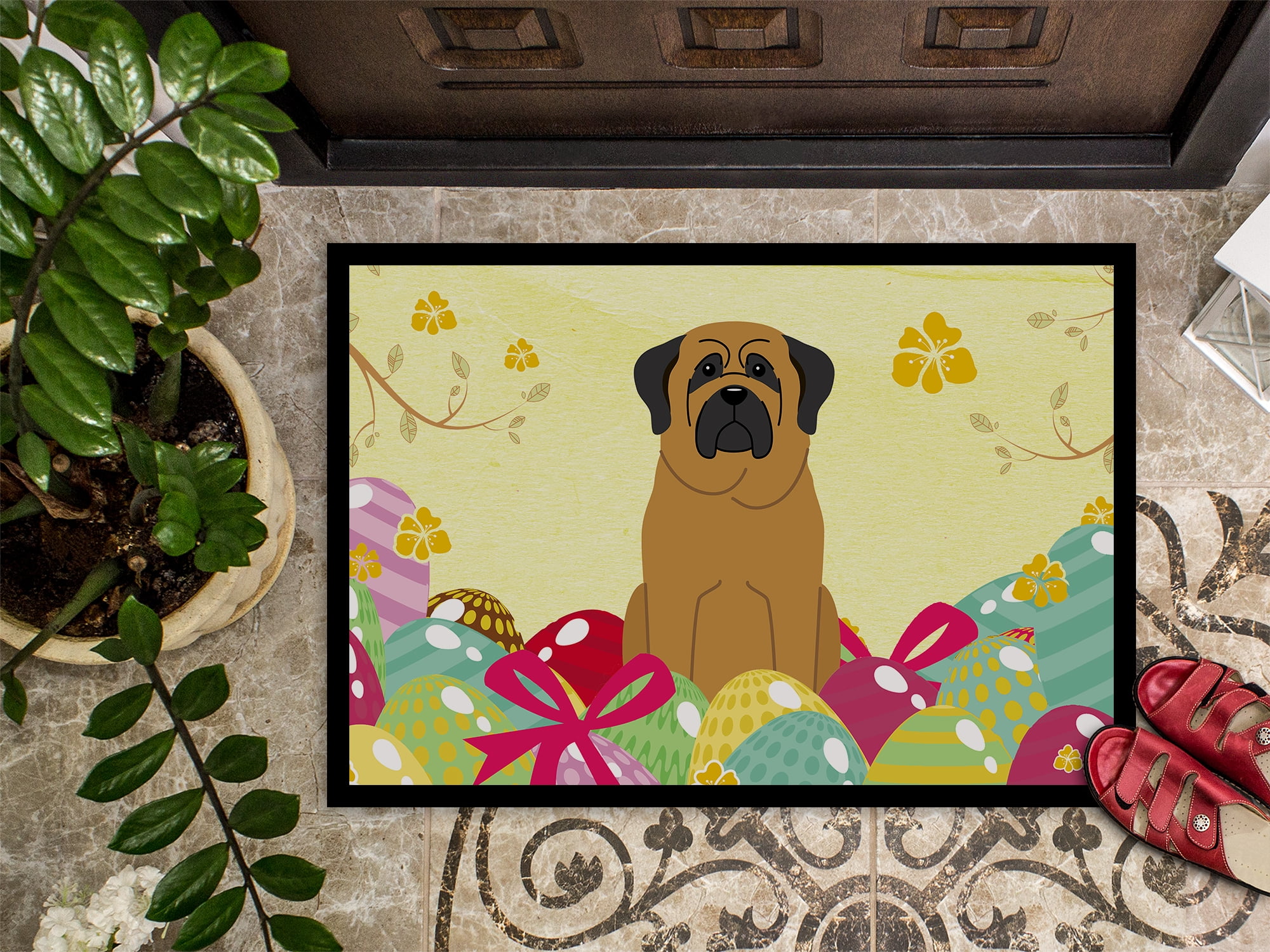 Carolines Treasures BB6018JMAT 24 x 36 in. Easter Eggs Mastiff Indoor or Outdoor Mat