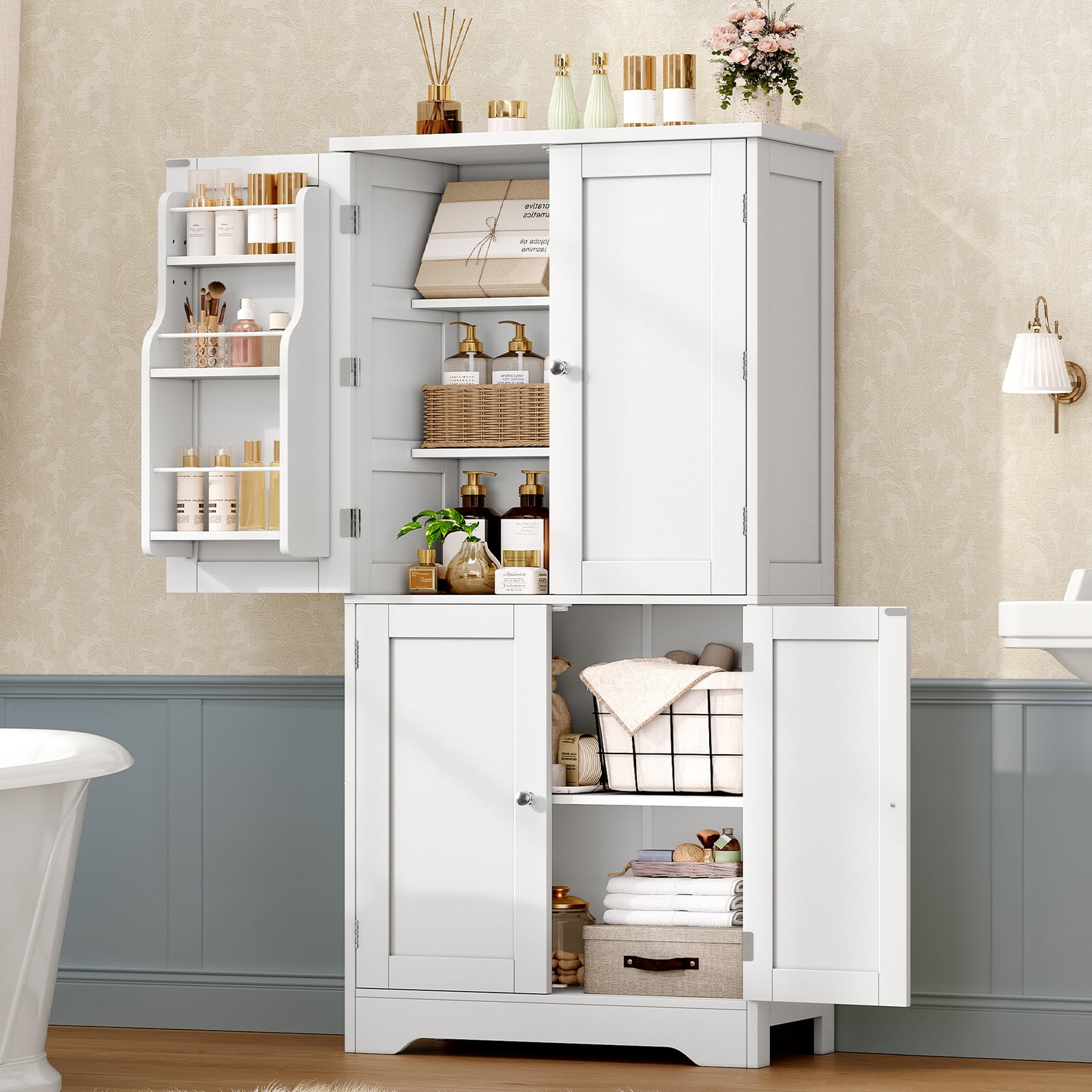 Ktaxon, Kitchen Pantry Storage Cabinet, 72 inches, White - Walmart.com