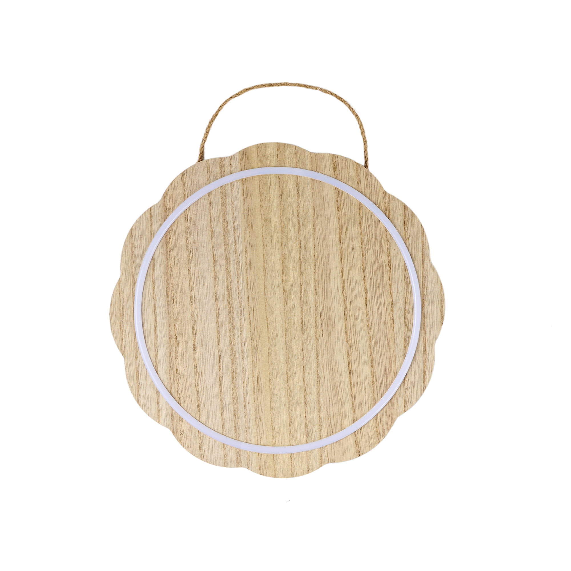 Hello Hobby LED Wooden Scalloped Round Plaque, Unfinished Surface, 10.24 in x 1.4 in x 10.24 in
