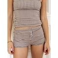 thumbnail image 5 of Yunliwuli Women's Pajama Shorts Casual Tight Fitted Elastic Waist Plaid Short Pants Lounge Shorts for Summer, 5 of 8