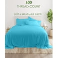 thumbnail image 2 of 24-INCH EXTRA DEEP POCKETS - 6 PC Split Head King Sheet Set for Adjustable Bed - (Extra Pillowcases) 600-Thread-Count 100% Egyptian Cotton, Soft Breathable 600TC Cotton- Turquoise Blue, 2 of 7