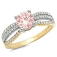 thumbnail image 2 of 1.27 ct Round Cut Simulated Pink Diamond Solitaire with Accents Engagement Ring for Women in 18K Yellow/White Gold, 2 of 2