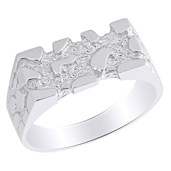 AFFY Nugget Style Men's Anniversary Ring In 10K Solid Yellow Gold 8.25 MM Wide Ring Size-9