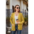 thumbnail image 3 of Women's Long Sleeve Cable Knit Sweater Open Front Cardigan Button Loose Outerwear, 3 of 6
