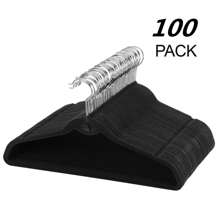 Mllieroo 100Pcs NonSlip Velvet Clothes Hangers Set Ultra Thin Hanger