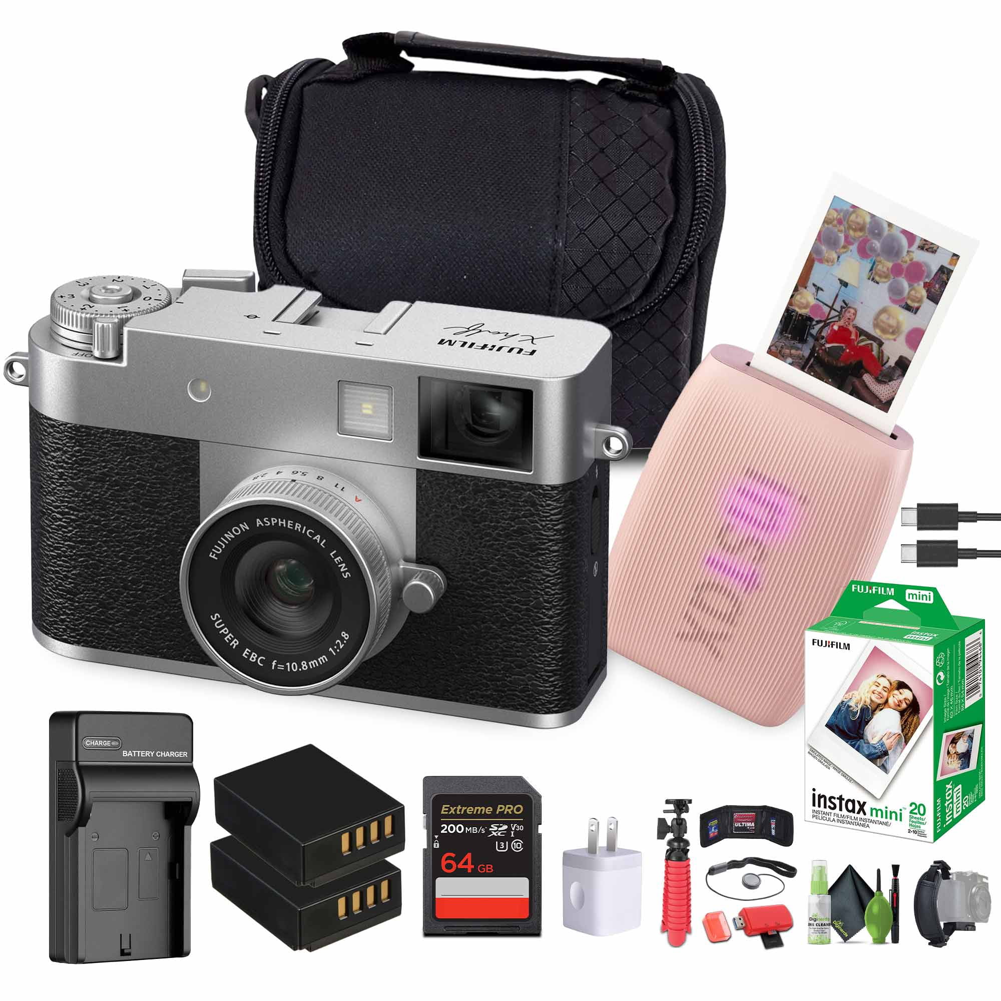 FUJIFILM X Digital Camera (Silver), MINI LINK 3 Smartphone Printer