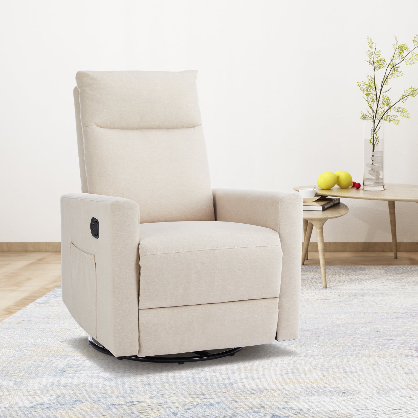 JIOABL Rocking Glider Chair Nursery Seat with Soft Padding & 360° Swivel for Home Soothing Moments, Beige