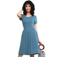 thumbnail image 3 of Made by Johnny Women's Comfy Casual Short Sleeve Flowy Dresses Loose Plain Dress with Pockets S DENIM, 3 of 6