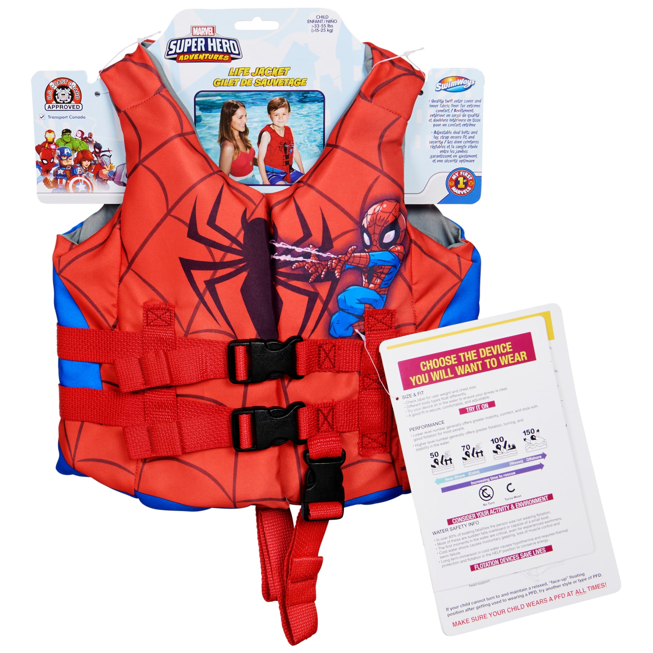 SwimWays Marvel Spider-Man Life Jacket (Unisex), for Kids 33-55lbs