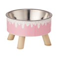 thumbnail image 2 of Elevated Pet Feeding Bowl, Cat Dog Food Water Dish With Wooden Leg Base, Cute Ice‑Cream Sprinkles Pattern Raised Food Dish For Neck Comfort Cats And Small Dogs, 2 of 8