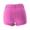 thumbnail image 6 of YYDGH Women's Ripped Denim Shorts Summer High Waist Distressed Stretchy Hot Jean Shorts Hot Pink XXL, 6 of 7
