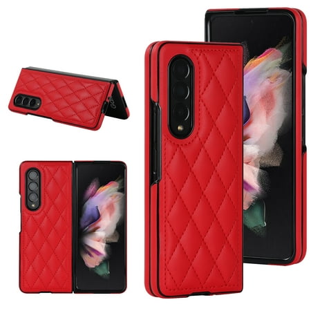 Allytech Samsung Galaxy Z Fold 4 Case, Z Fold 4 Case for Girls Women, PU Leather Slim Fit Shockproof Protective Bumper Case Cover for Samsung Galaxy Z Fold 4 - Red