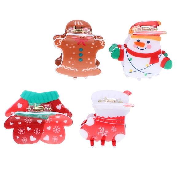 UPOUART 4-Pack Women's Hair Clamps in Assorted Christmas Colors, Stylish Hair Clips Accessories for Everyday Styling