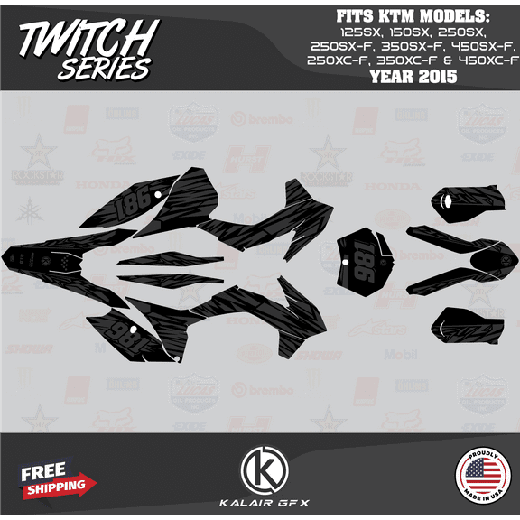 Kalair GFX Graphics Kit for KTM Enduro 4-Stroke 250 XC-F, 350 XC-F and 450 XC-F (2015) Twitch Series