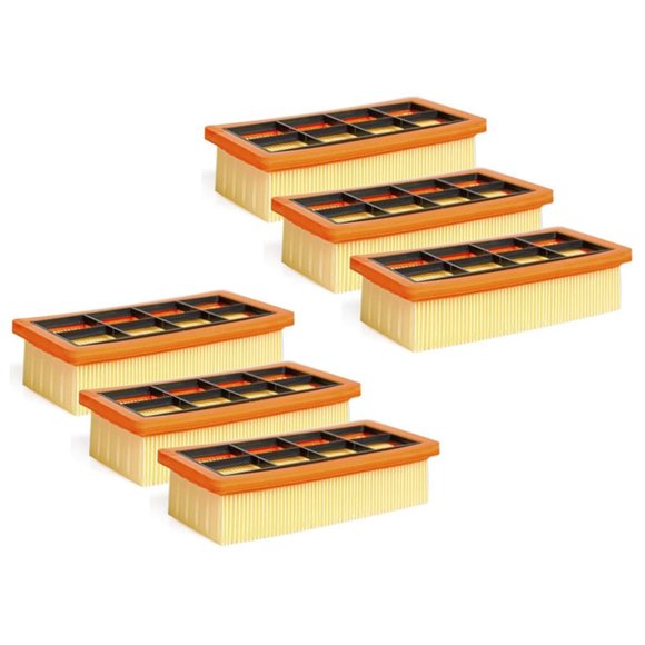 Paquete de 6 filtros planos plisados para aspiradoras Kärcher AD 3200, AD 3 Premium y AD 4 Premium, 6.415-953.0, filtro para aspiradora, accesorio para aspiradora Kärcher