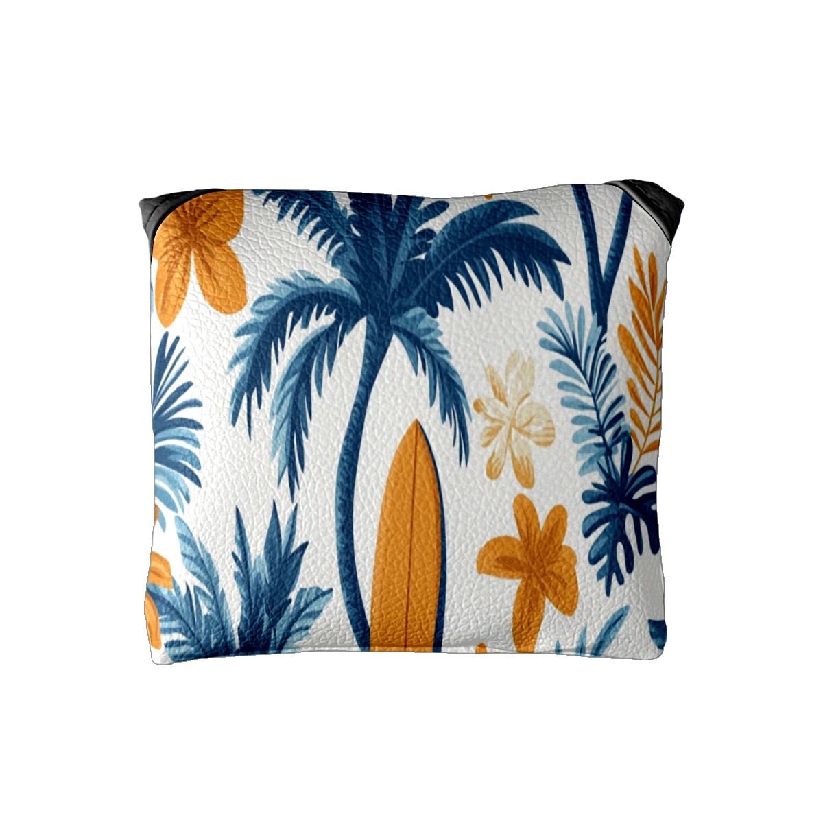 Golf Mallet Putter Cover Premium Leather Waterproof Golf Putter Head Cover with Magnetic Closure Surfboard Palm Tree