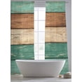 thumbnail image 5 of Farmhouse Teal Brown Sheer Curtains 84 Inch Length 2 Panels Set, Vintage Wooden Striped Voile Window Treatment Rod Pocket Curtains Sheers Drapes for Bedroom/Living Room/Kitchen 52"x84"x2, 5 of 7