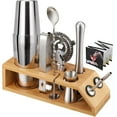 thumbnail image 1 of Zootealy 10pcs Bar Cocktail Set Drink Making Shaker Kit Stainless Mixer Making Gift with Bamboo Rack, 1 of 6