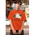 thumbnail image 2 of Halloween Ghost Sheet Faced Orange Adult T-Shirt, 2 of 5