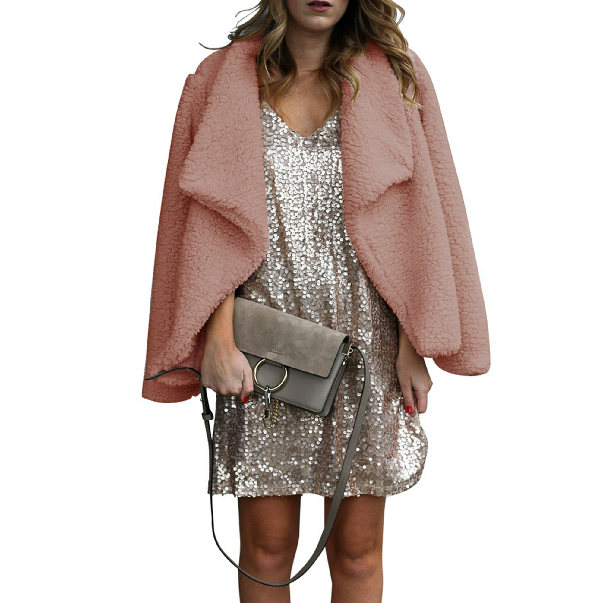 Femmes Hiver Faux De Fourrure Veste Manteau Ouvert Avant A Manches Longues Couleur Unie Chaud Polaire Cardigan Survetement Walmart Canada