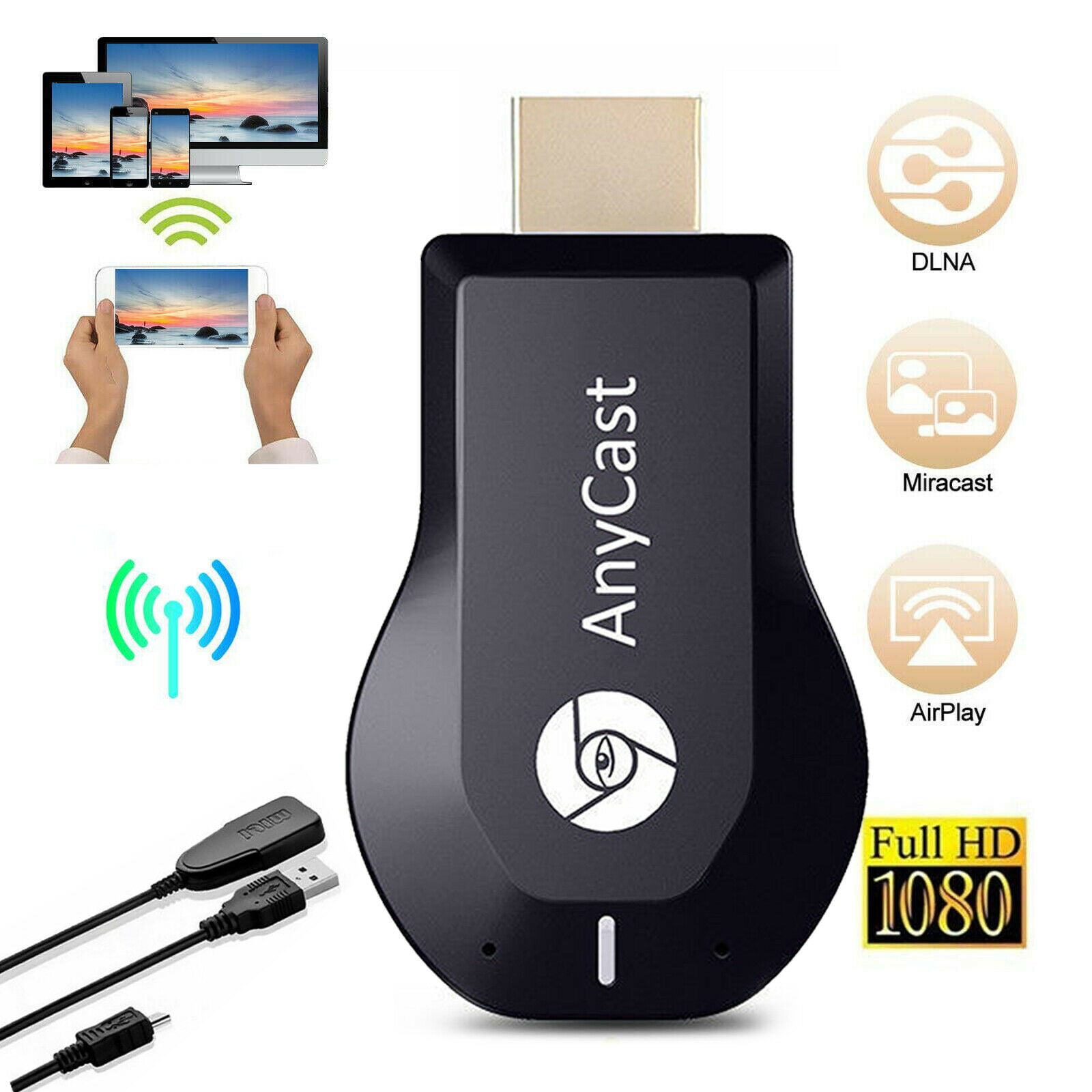1080P Mini Wireless Display Receiver HDMI TV Miracast DLNA Airplay for Projector/IOS/Android/Windows/Mac Airplay Dongle Wireless Dongle 