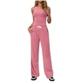 thumbnail image 2 of UAMVSH Women's 2 Piece Outfits Sleeveless Matching Sweatsuit Sets Slim Fit Tank Tops Wide Leg Drawstring Pants with Pockets Tracksuits(Medium,Pink), 2 of 5