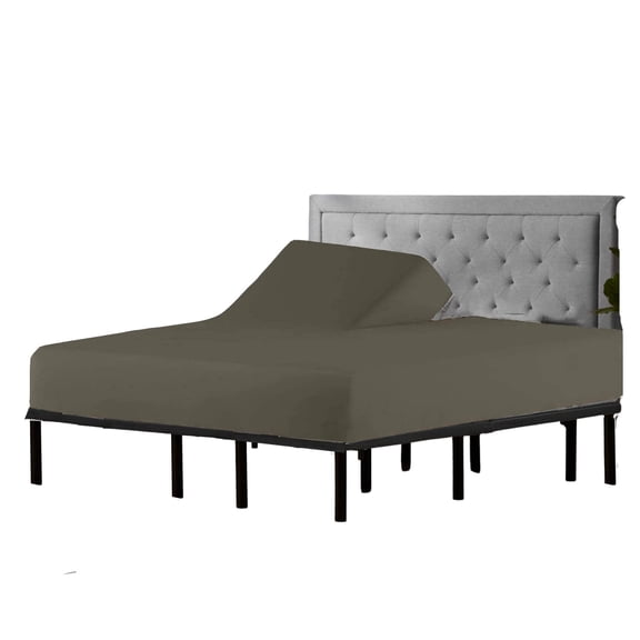 Split Head Flex King Size - 100% Giza Cotton -Ultra-Soft Hotel Luxury - Deep Pocket - Durable and Long Lasting - FlexTop King Fitted Sheet (Split Head Flex King, Dark Grey)