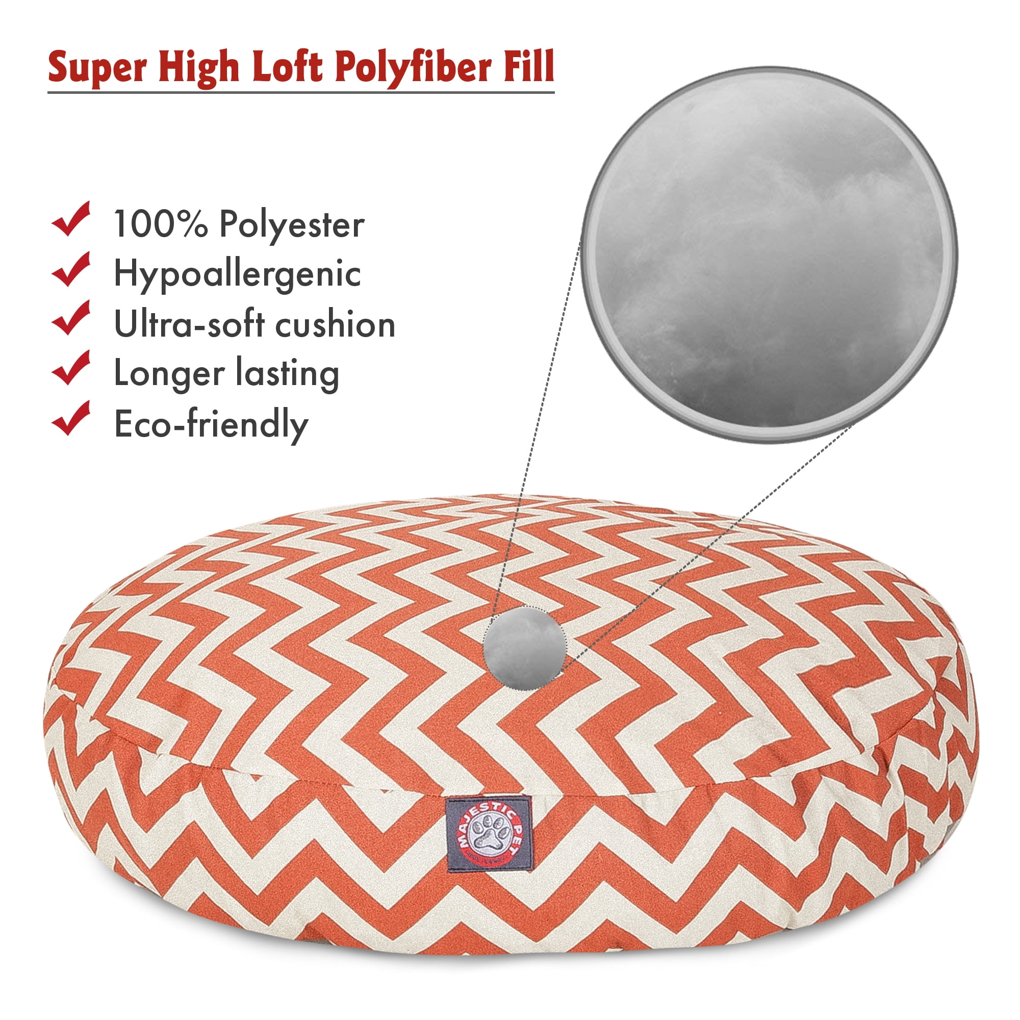 Majestic Pet | Chevron Round Pet Bed For Dogs, Removable Cover, Burnt Orange, Medium