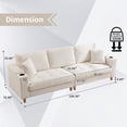 thumbnail image 5 of Bonzy Home 100 inch Modern Corduroy 3-Seater Sofa, Oversized Comfy Couch with USB Charging Port, Hidden Storage, Overstuffed Backrest & Throw Pillows, White, 5 of 6