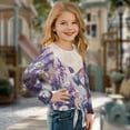thumbnail image 3 of Xixirimido Hummingbird Daisy Purple Lavender Printed Girls Long Sleeve Shirt Kids Crewneck T-Shirts Trendy 3D Graphic Tie-hem Cute Tees for Fall Winter, Size 9-10, 3 of 7