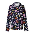 thumbnail image 5 of PNTUTB Women's Fashion Printed Long Sleeve Blouse Lapel Button Down Shirts Business Casual Loose Work Tops, 5 of 6