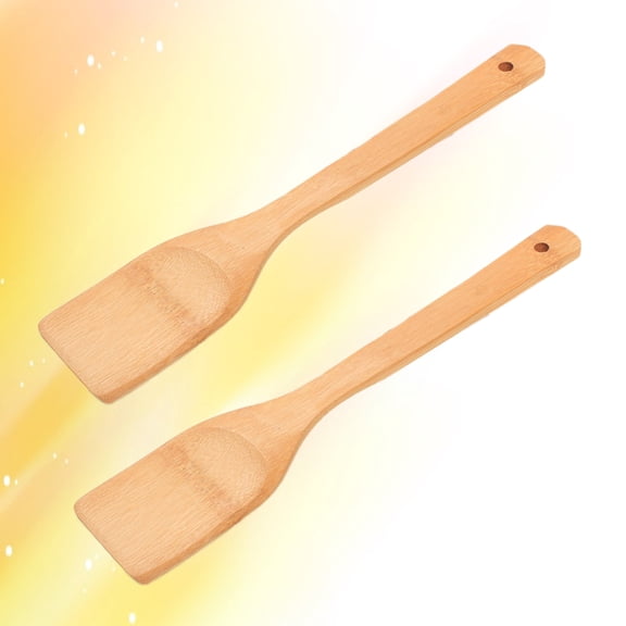 2pcs Long Handle Non-stick Wooden Spatula Small Wood Turner Cooking Shovel Kitchen Utensils(30*6cm)