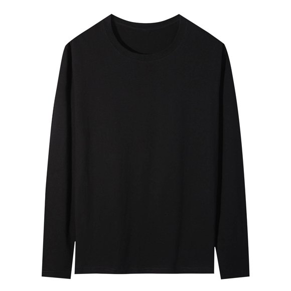 Lovzfmll Men's Classic Casual Thermal Shirt with Pocket Design, Solid Color Long Sleeve Crew Neck T-Shirt for Daily Wear and Work
