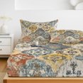 thumbnail image 6 of Twin Sze Fitted Sheet Set - Vintage Boho 2 Piece Bedding Sets 16" Deep Pocket Fitted Sheet with 1 Pillowcase, Chic Farmhouse Neutral Morocco Geometric Brushed Microfiber Hotel Luxury Bed Sheets, 6 of 9