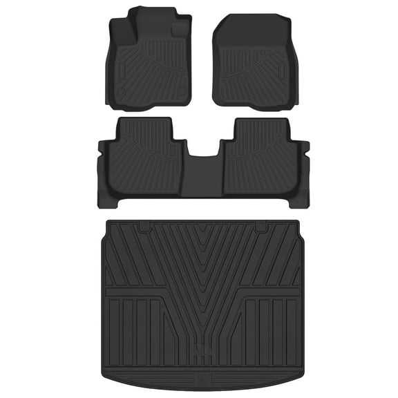 Floor Mats & Cargo Liner for Honda CR-V 2023 2024 2025 2026 (Include Gas & Hybrid), All Weather TPE Floor Liners Cargo Mat (Upper Position) CRV Accessories, Front & 2nd Row & Trunk Mat